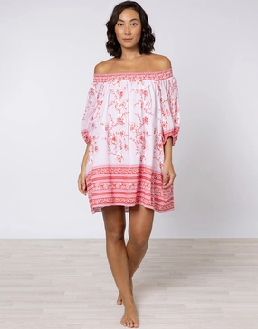 Cherry Blossom Off Shoulder Dress - Rose and Red Swim Womens - bikinis clearance