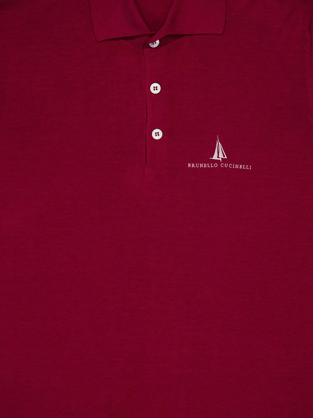 Cherry Red Knitted Polo with Buttoned Neck