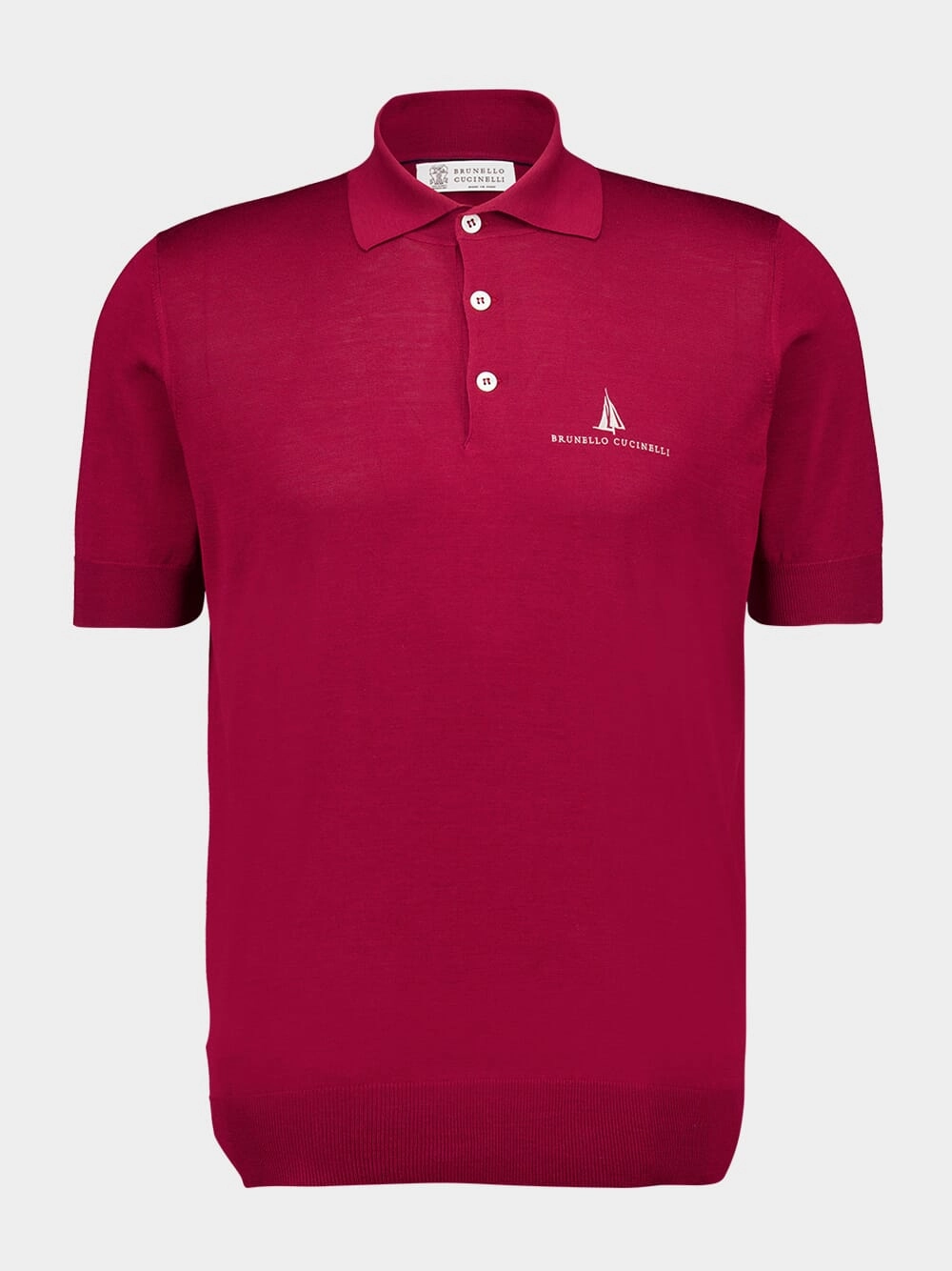 Cherry Red Knitted Polo with Buttoned Neck Tops Mens - men's t-shirts outlet