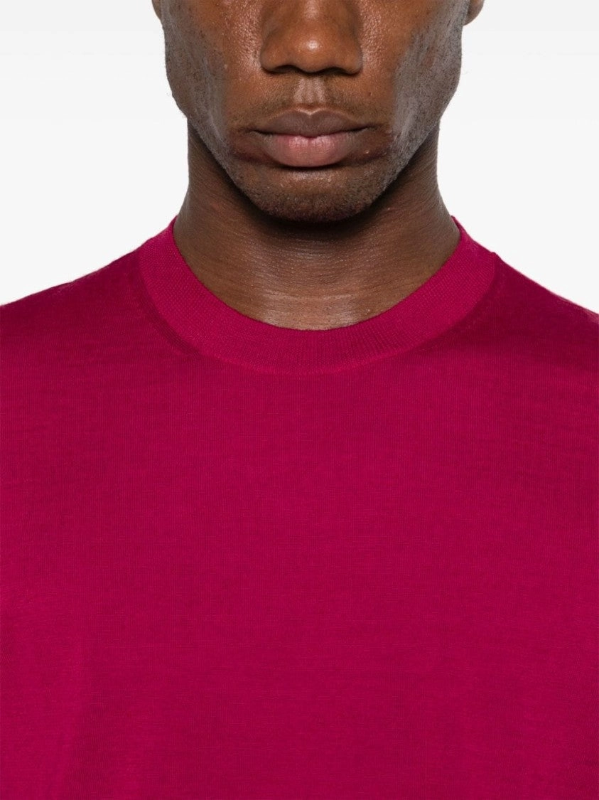 Cherry Red Virgin Wool Blend Sweater