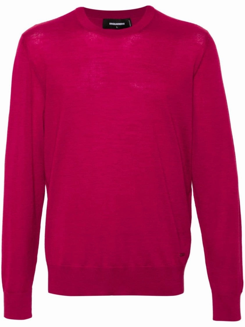 Cherry Red Virgin Wool Blend Sweater