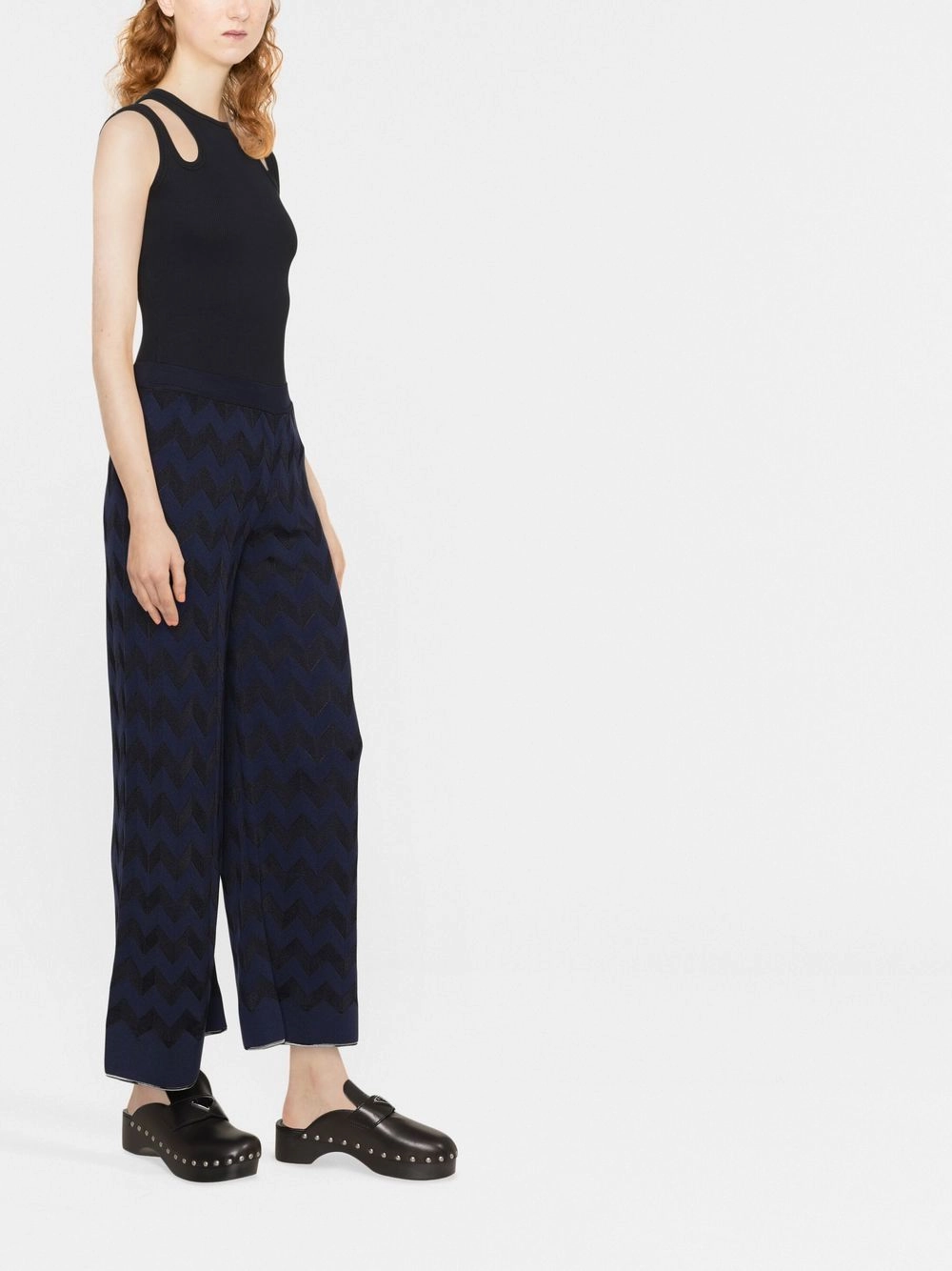 Chevron straight-leg trousers