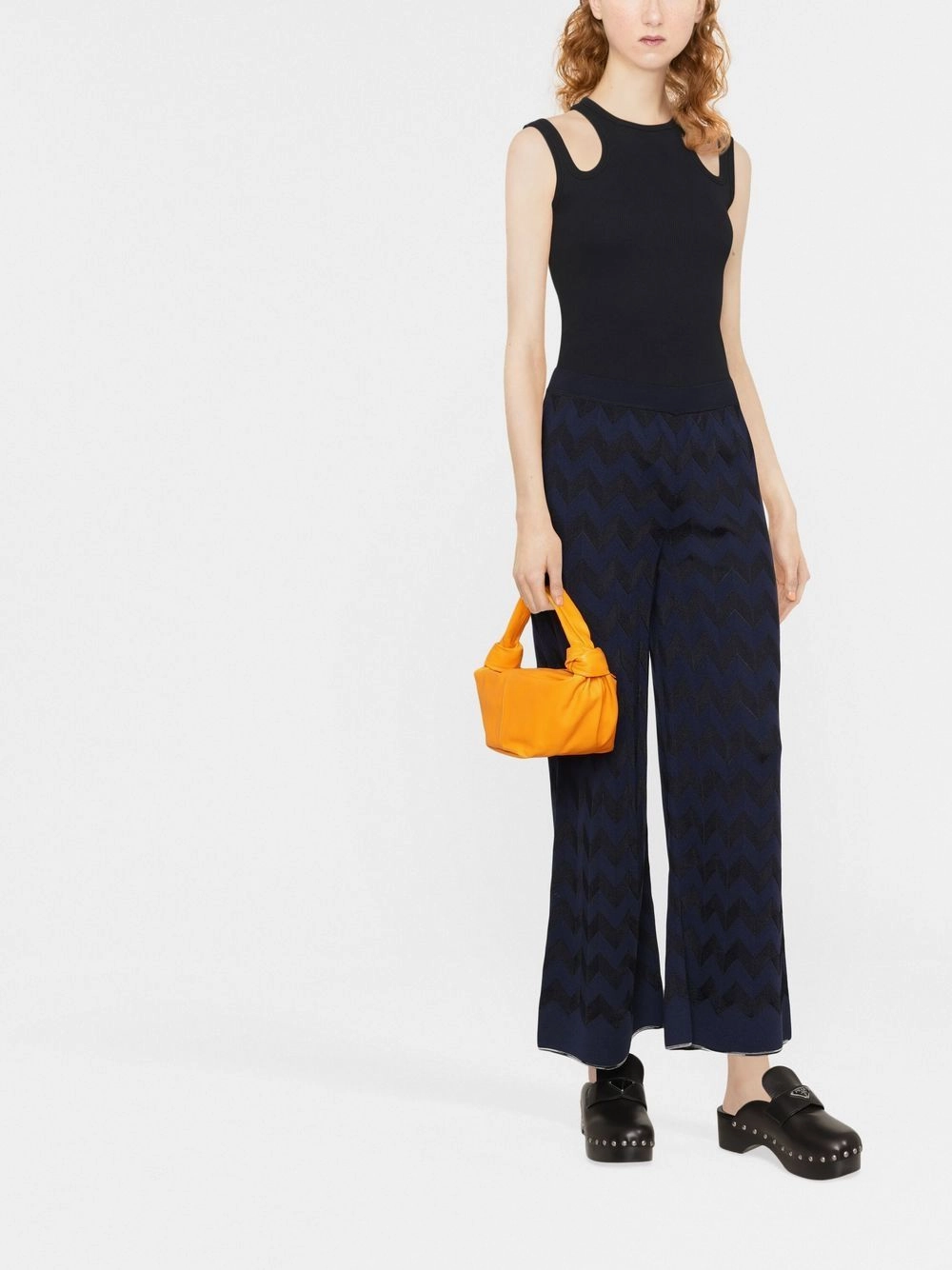 Chevron straight-leg trousers