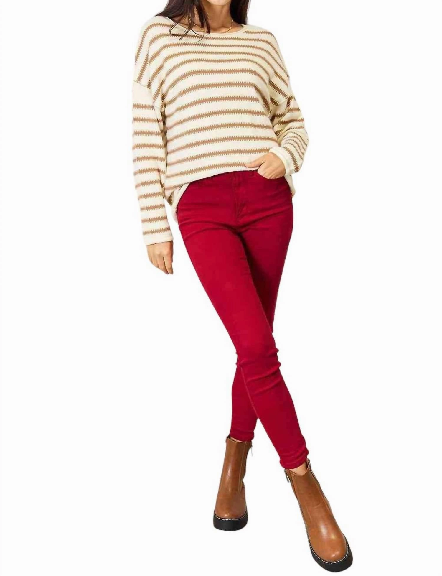 Chic Striped Boat Neck Sweater