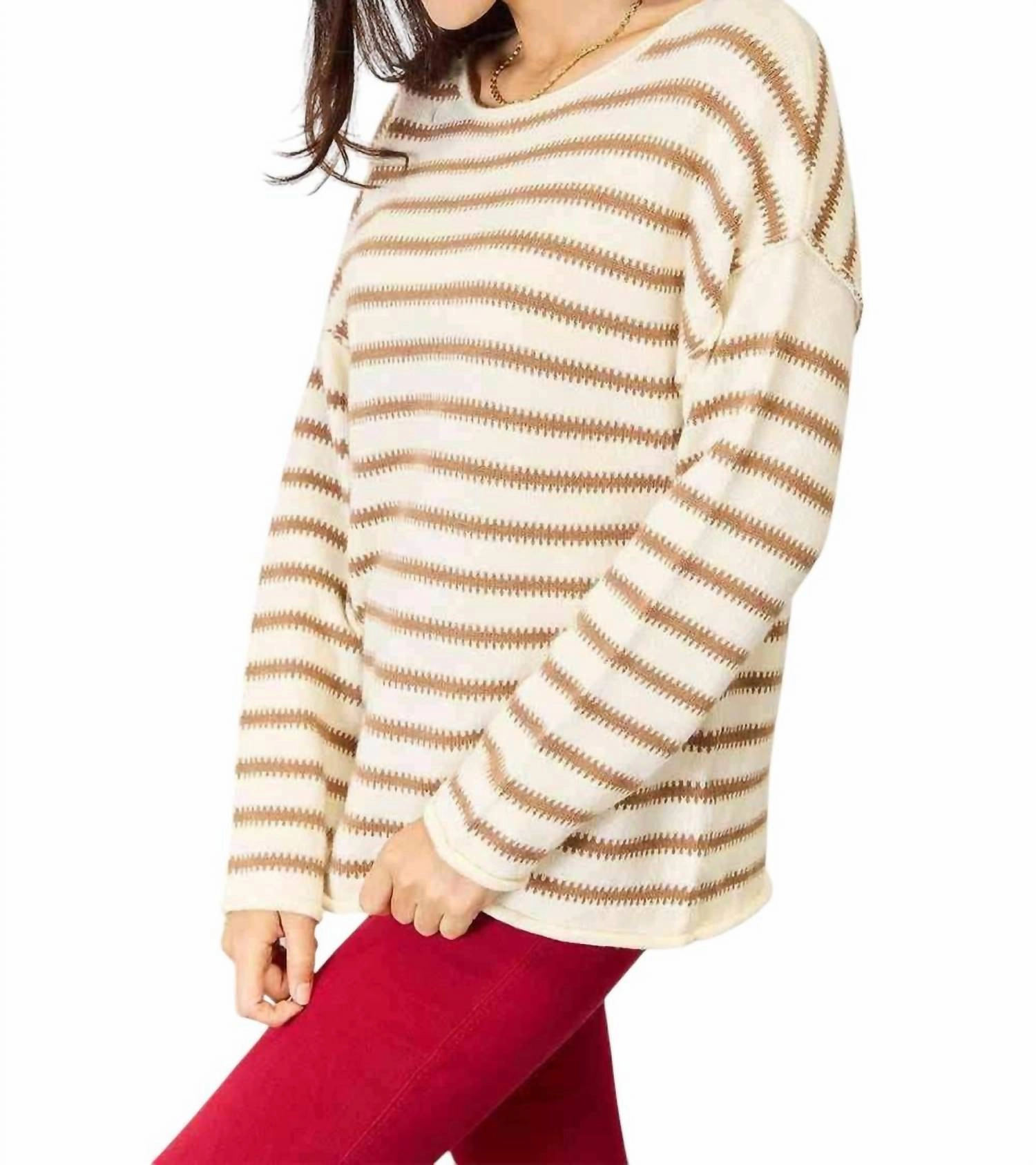 Chic Striped Boat Neck Sweater