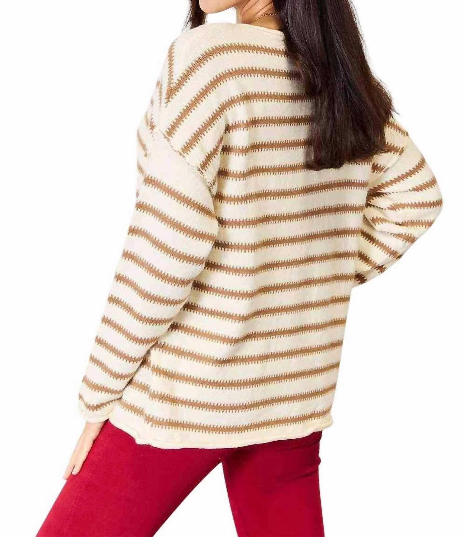 Chic Striped Boat Neck Sweater