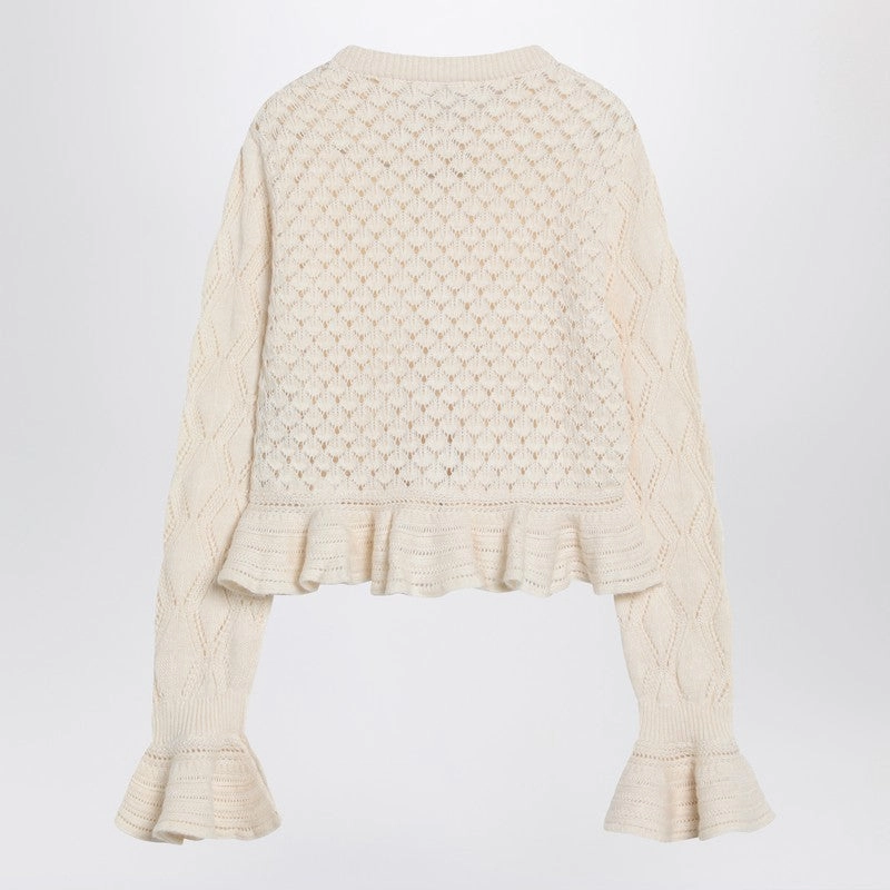 Chlo Women's Latte-Colo Crochet Cardigan In Cotton Blend