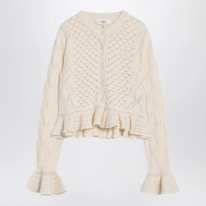 Chlo Women's Latte-Colo Crochet Cardigan In Cotton Blend Tops Womens - halter tops sale