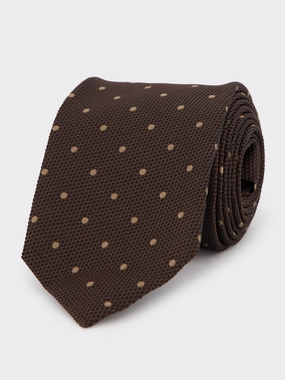Chocolate Polka Dot Silk Tie Suits Mens - men's suits outlet