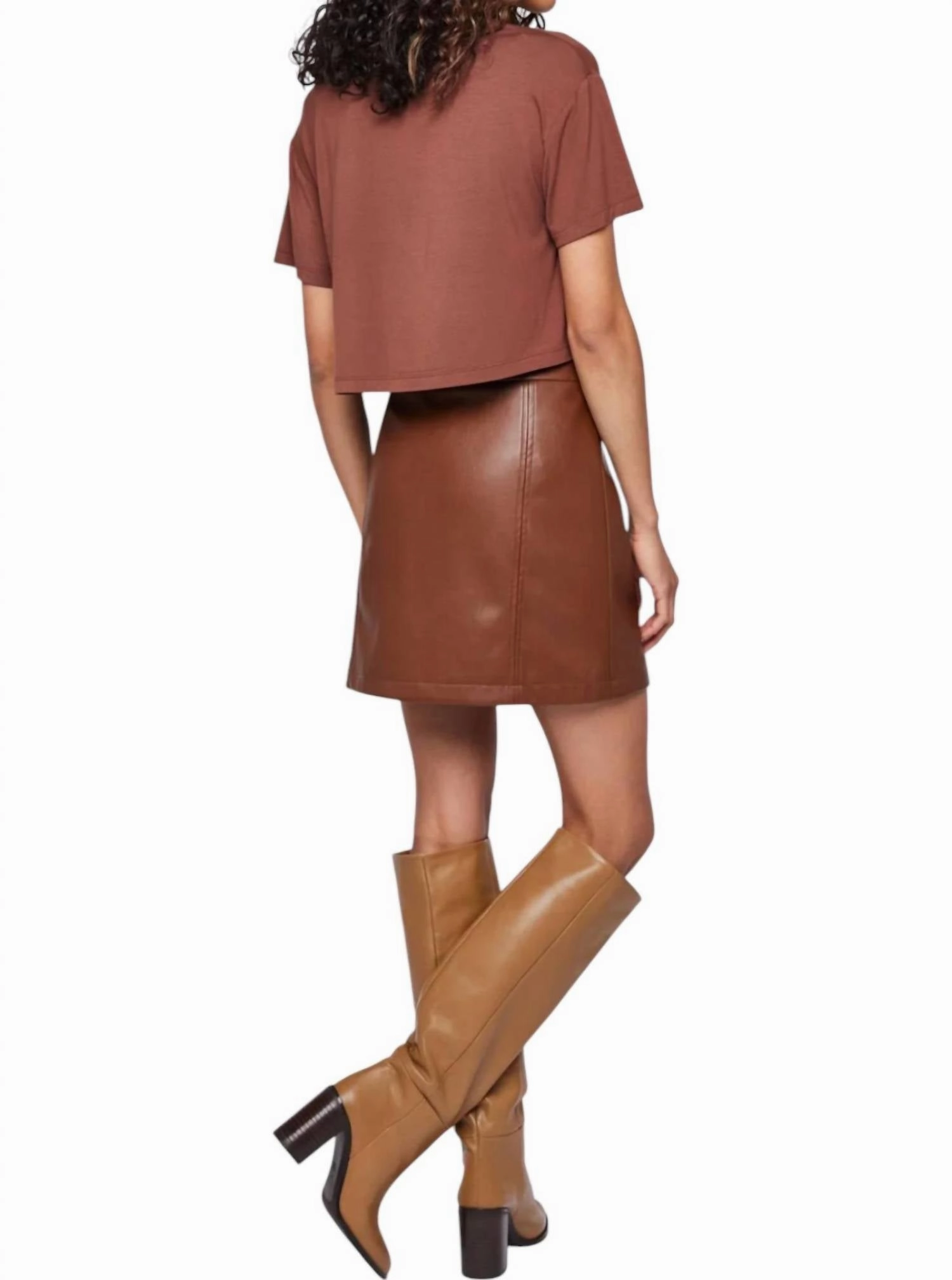 Chrissy Vegan Leather Mini Skirt In Chocolate