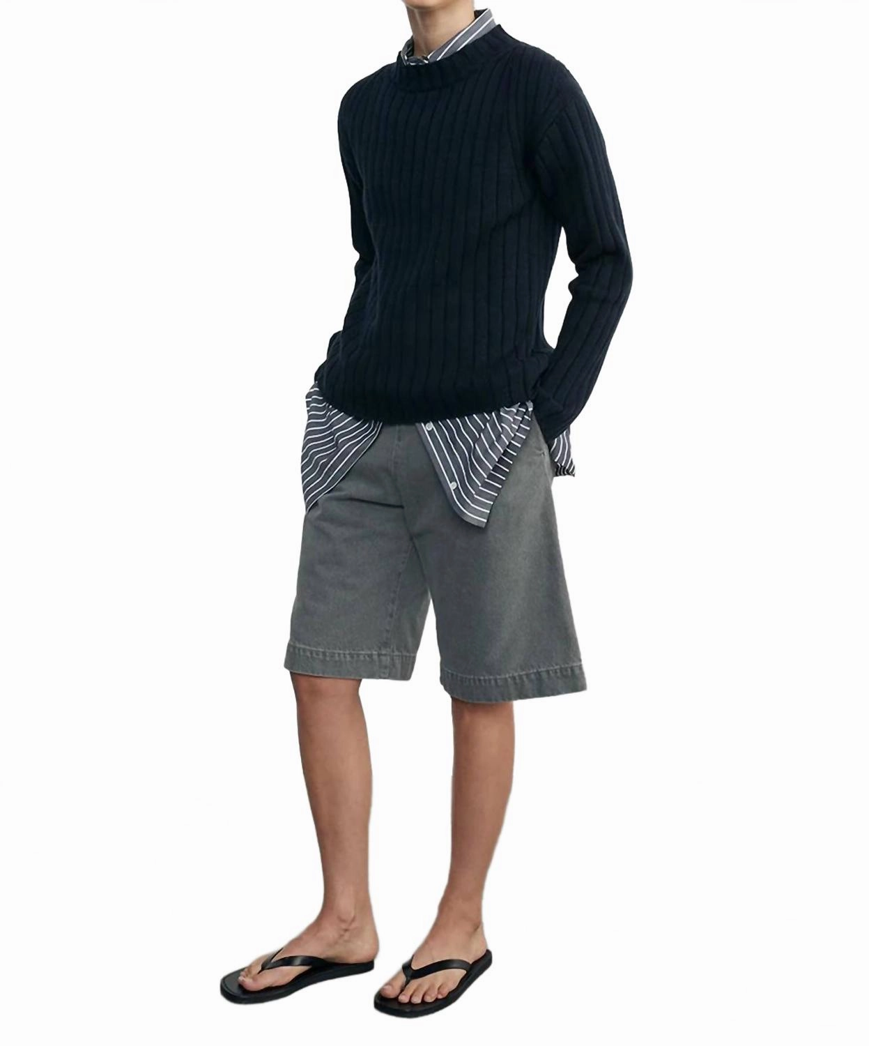 Chunk Cotton Fisherman Sweater In Indigo
