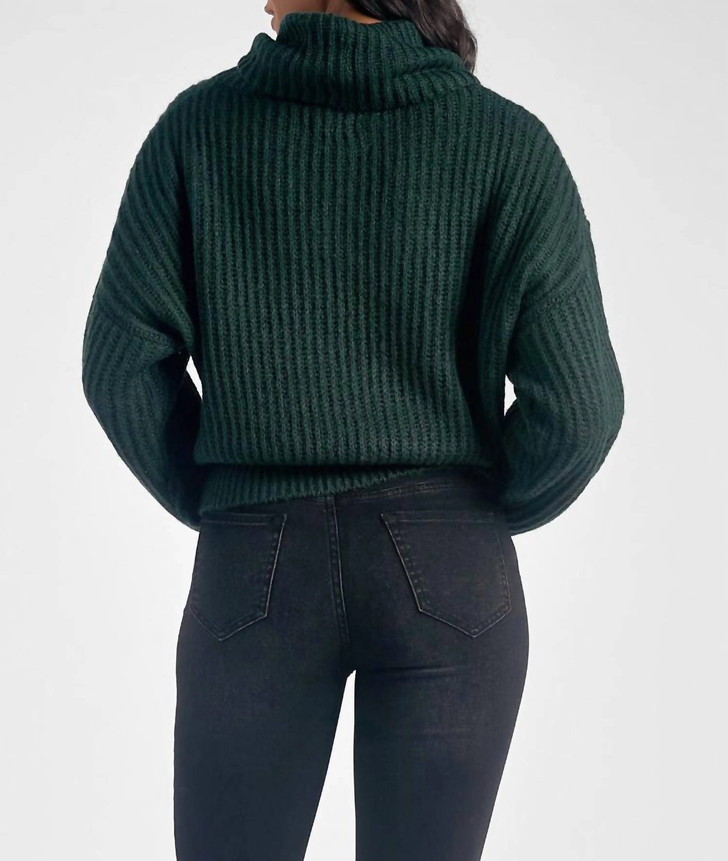 Chunky Bell Sleeve Sweater In Teal