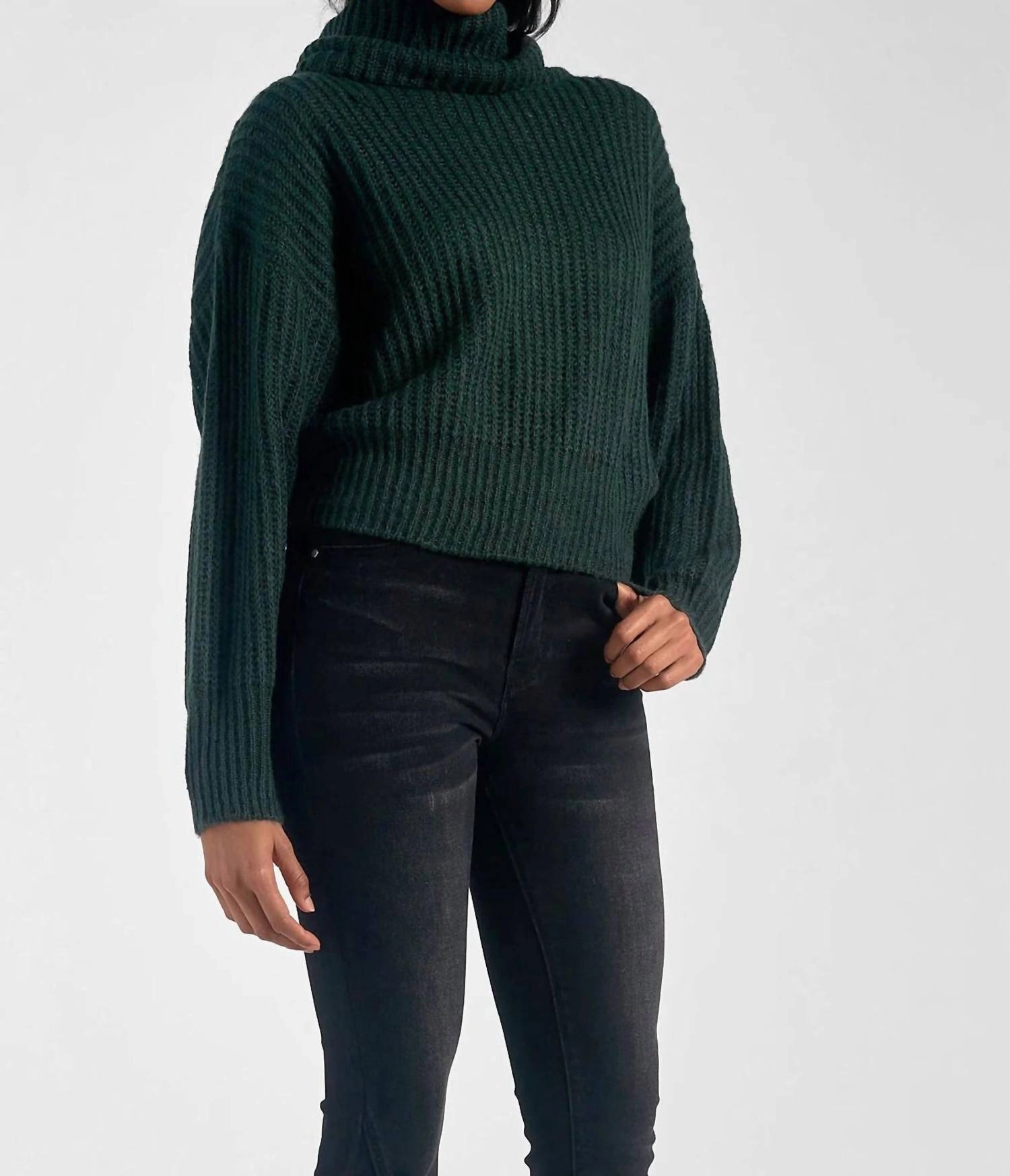 Chunky Bell Sleeve Sweater In Teal