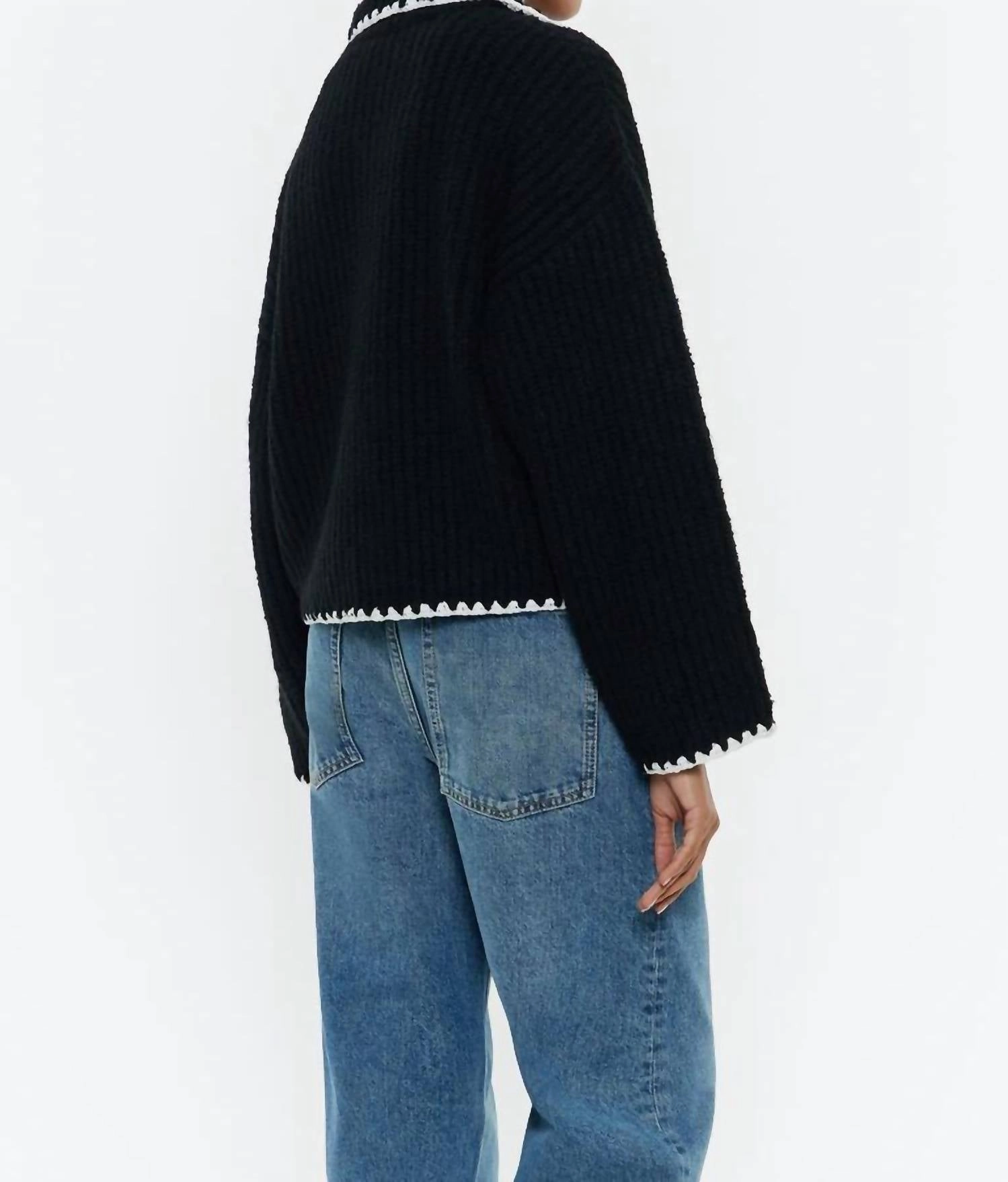 Chunky Crop Shaker Stitch Cardigan In Black