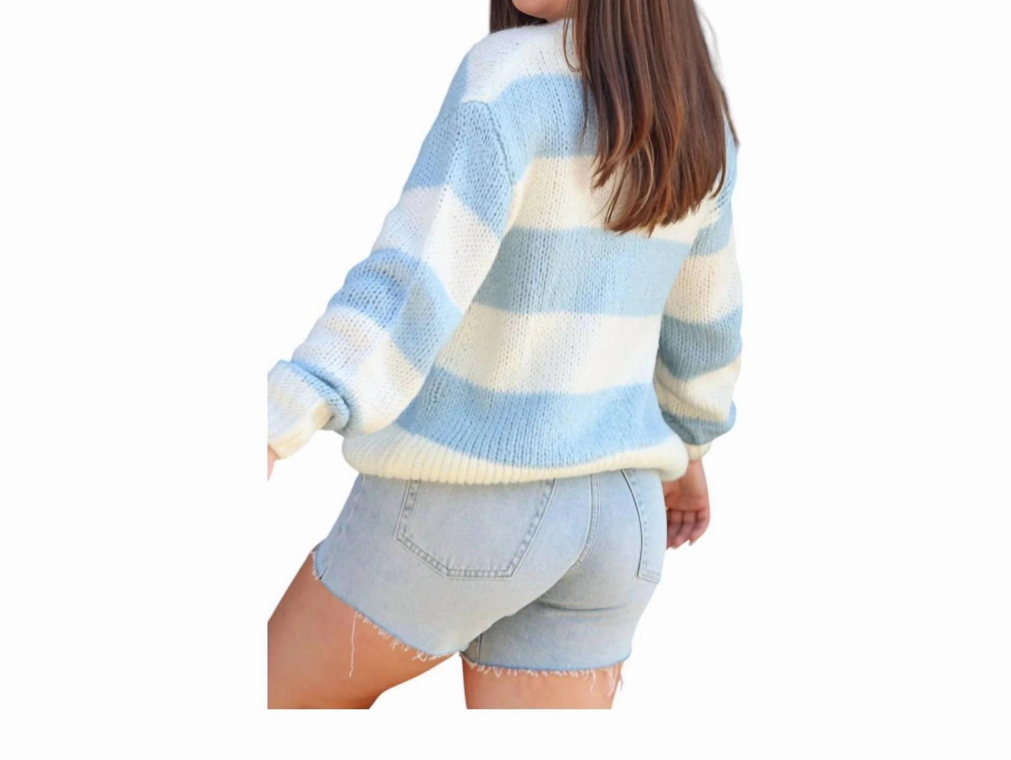 Clara Chunky Stripe Sweater In Ivory Sky