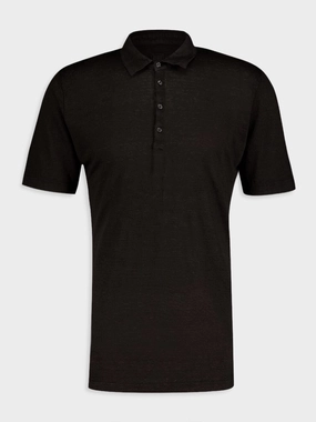 Classic Black Linen Polo Tops Mens - men's t-shirts outlet