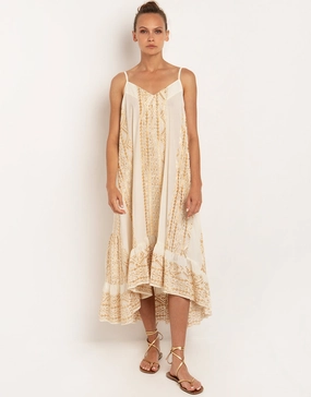 Classic Triangle Hi-Low Midi Dress - Natural and Gold Swim Womens - bikinis clearance