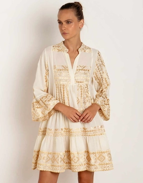 Classic Triangle Layered Mini Dress - Natural and Gold Swim Womens - bikinis clearance