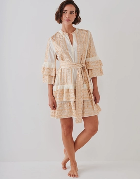 Classic Triangle Layered Mini Dress with Sash - Natural and Gold Swim Womens - bikinis clearance
