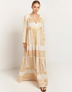 Classic Triangle Maxi Dress - Natural and Gold Swim Womens - bikinis clearance