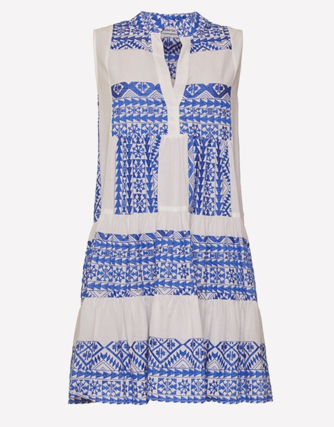 Classic Triangle Sleeveless Mini Dress - White and Blue Swim Womens - bikinis clearance