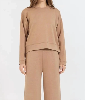 Cloud Fleece Crewneck In Caramel Tops Womens - bodysuits clearance