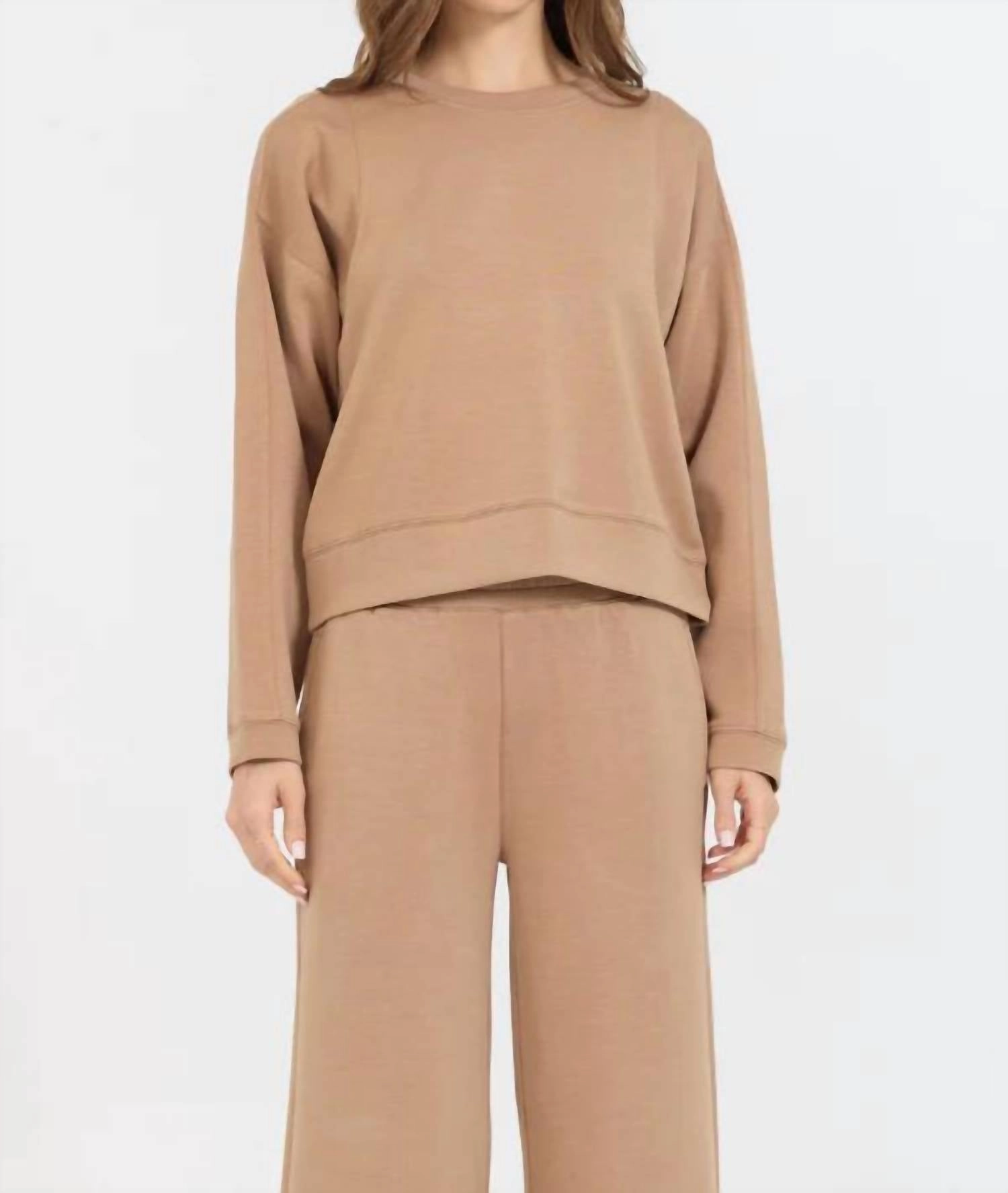 Cloud Fleece Crewneck In Caramel Tops Womens - bodysuits clearance