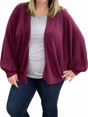 Cocoon Cardigan In Plum Tops Womens - high-neck blouses