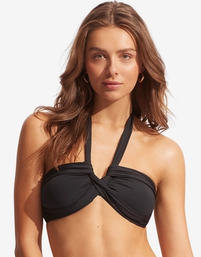 Collective Halter Bandeau Bikini Top - Black Swim Womens - one-pieces cheap