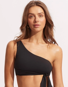 Collective One Shoulder Bikini Top - Black Swim Womens - one-pieces cheap