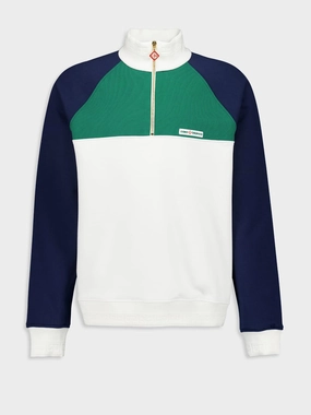 Color-Block Zipped Neck Sweatshirt Tops Mens - thermal tops