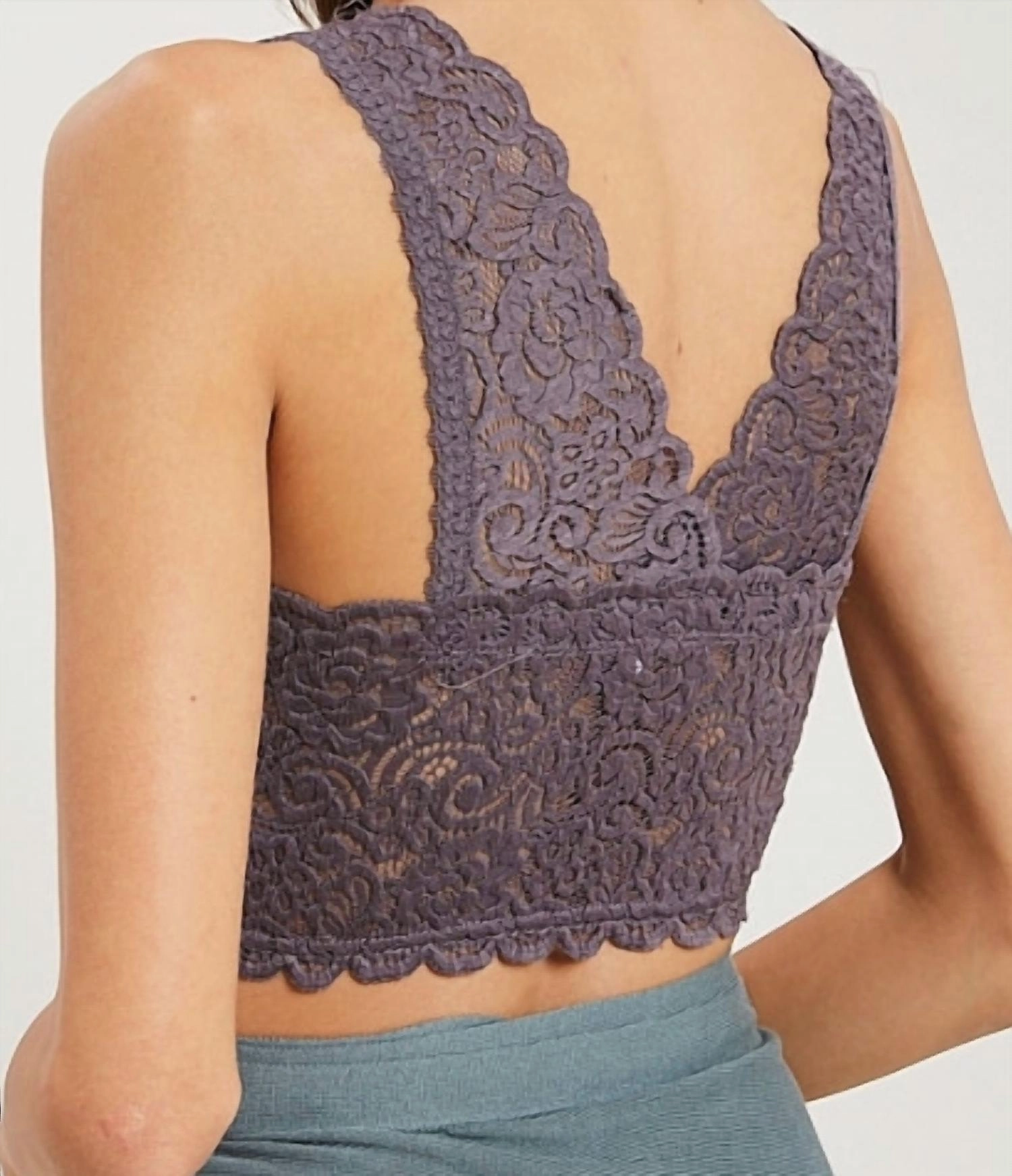 Comfy Scalloped Edge Padded Bralette In Midnight