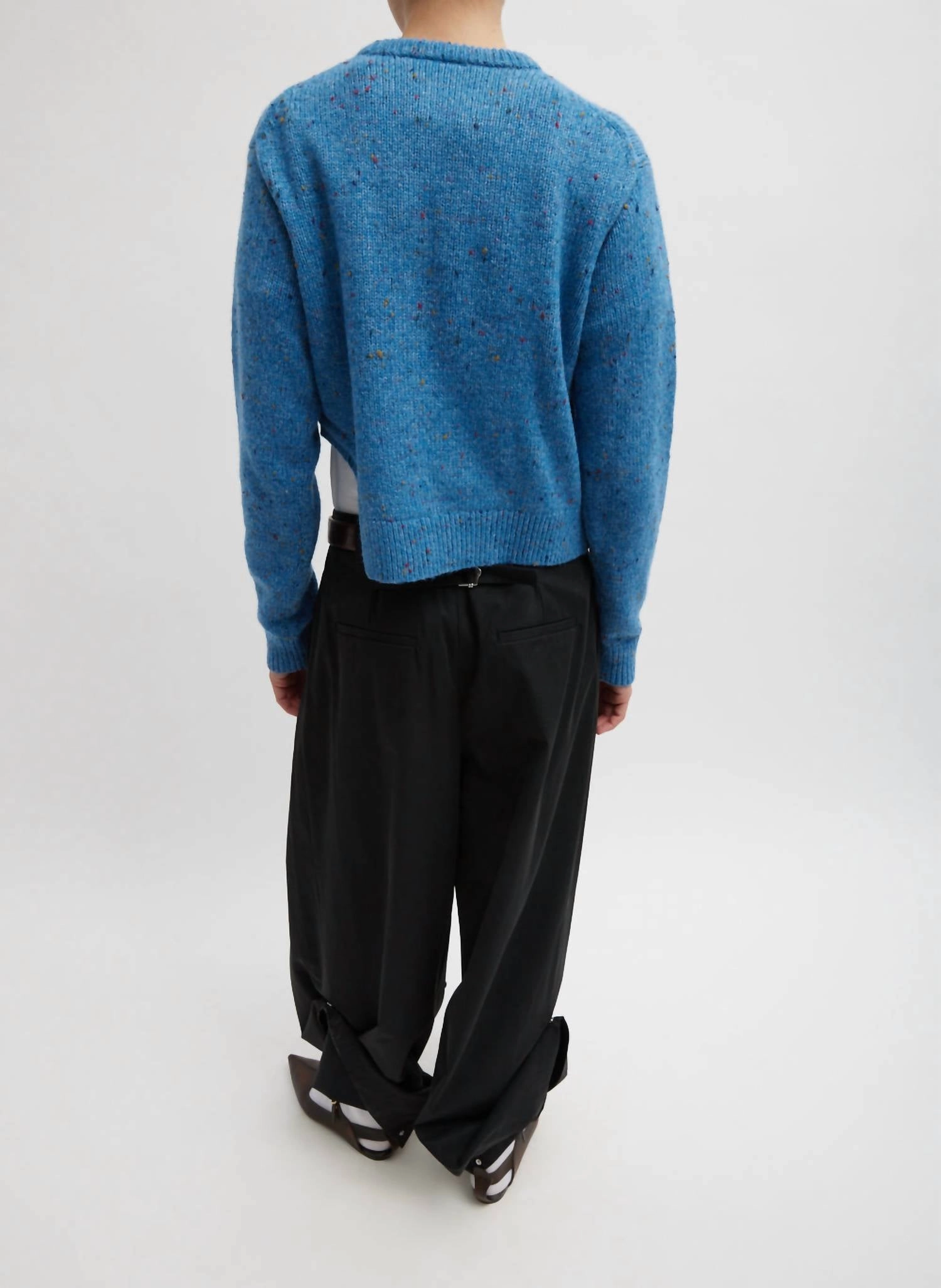 Confetti Shrunken Crewneck Pullover Top In Blue Multi