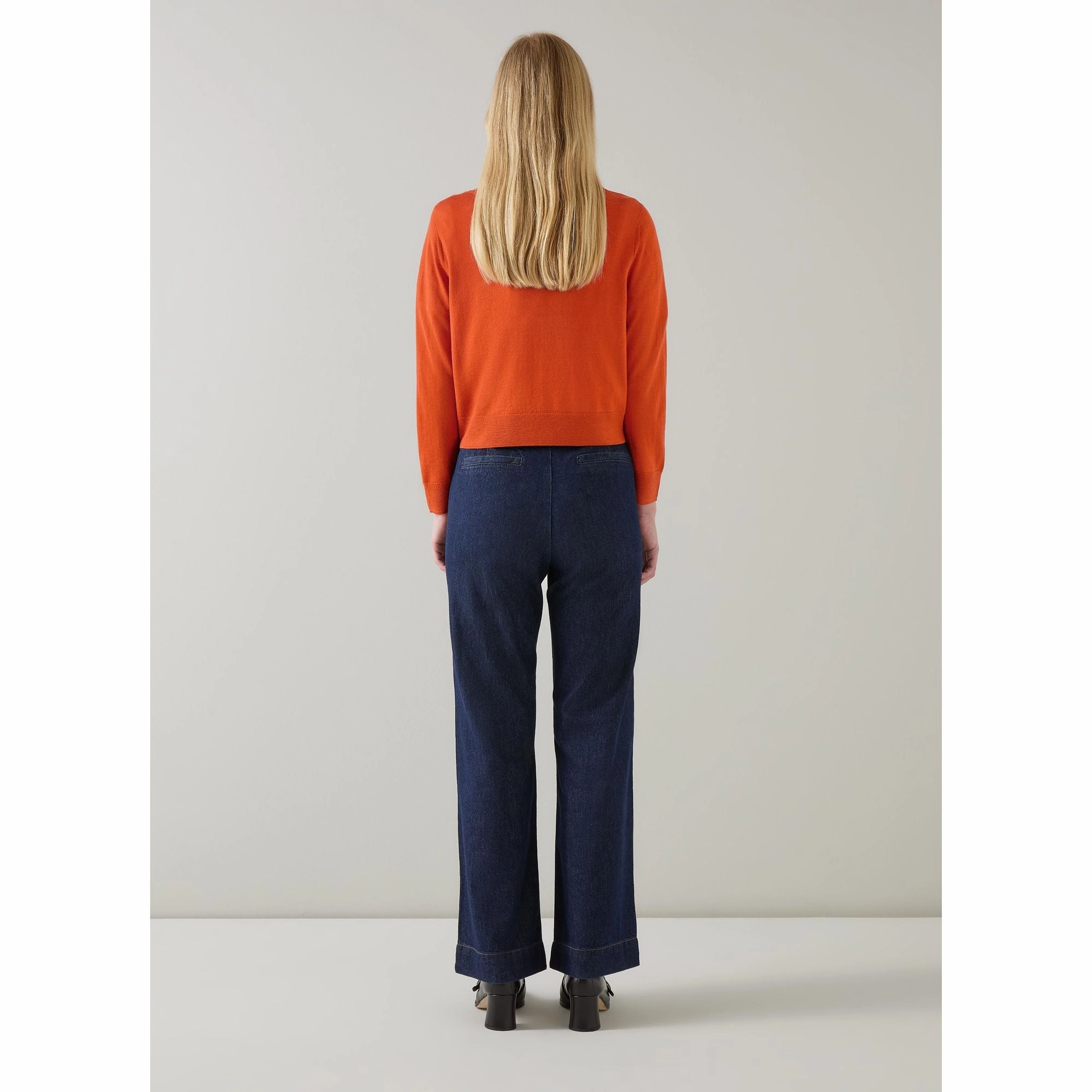 Connie Burnt Orange Crew Neck Wide Placket Cardigan