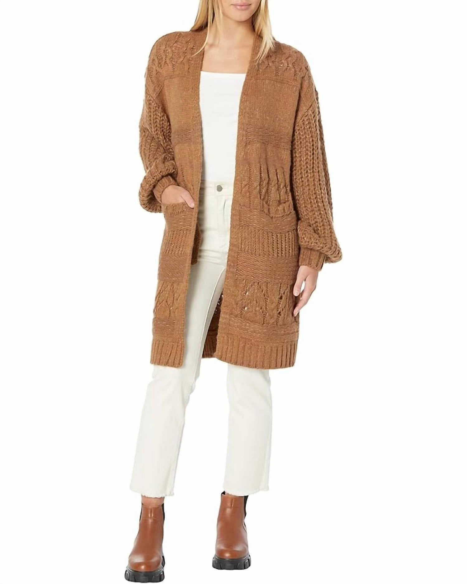 Constance Sweater Open Cardigan In Copper Tops Womens - asymmetrical tops