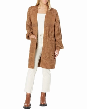 Constance Sweater Open Cardigan In Copper Tops Womens - asymmetrical tops