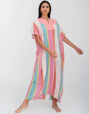 Contrast Bib Collar Kaftan - Multi Swim Womens - bikinis clearance