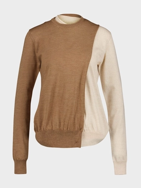 Contrast Panel Wool Sweater Knitwear Womens - women's knitwear cheap