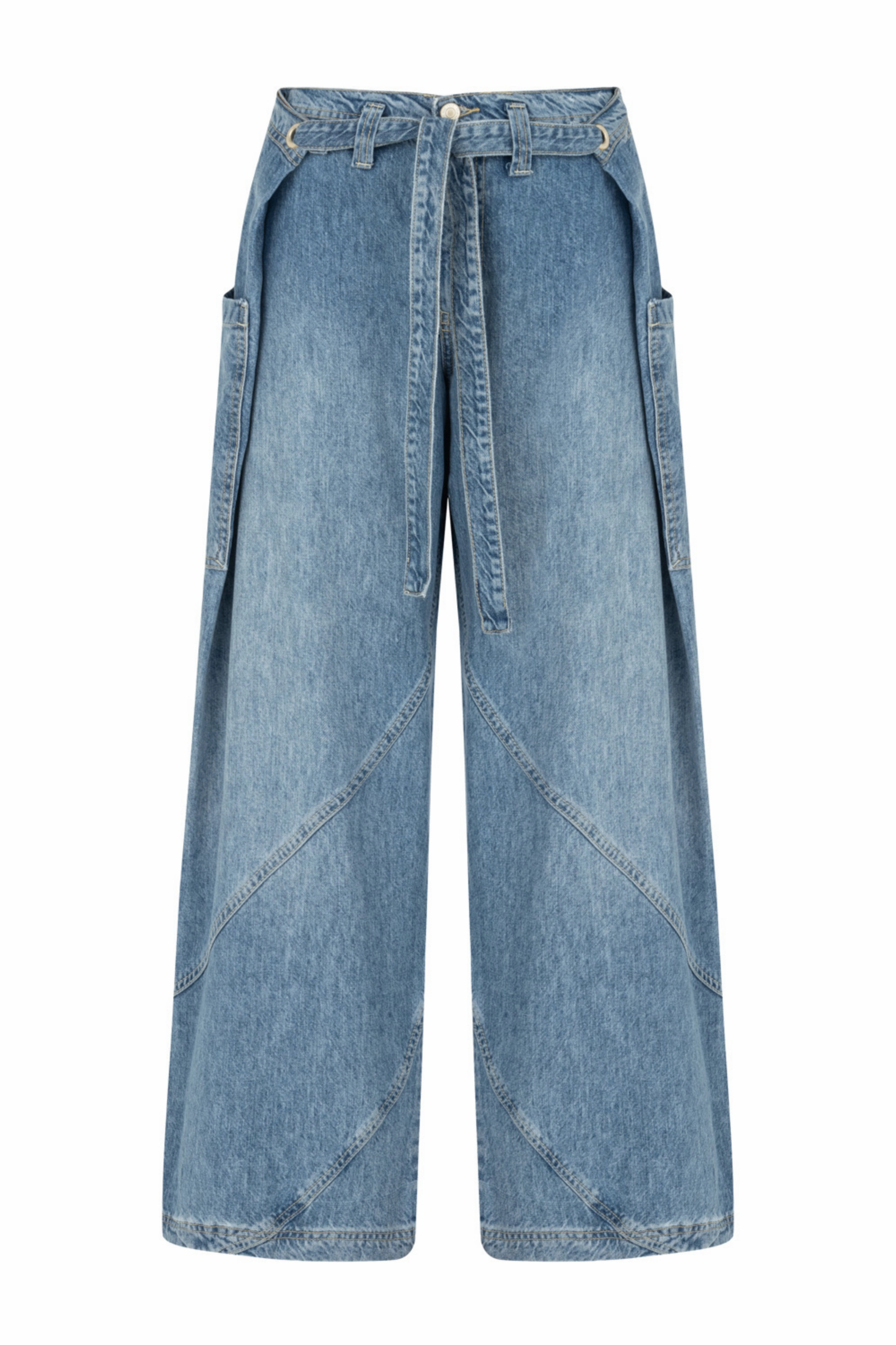 Contrast Top Stitching Pockets Jeans