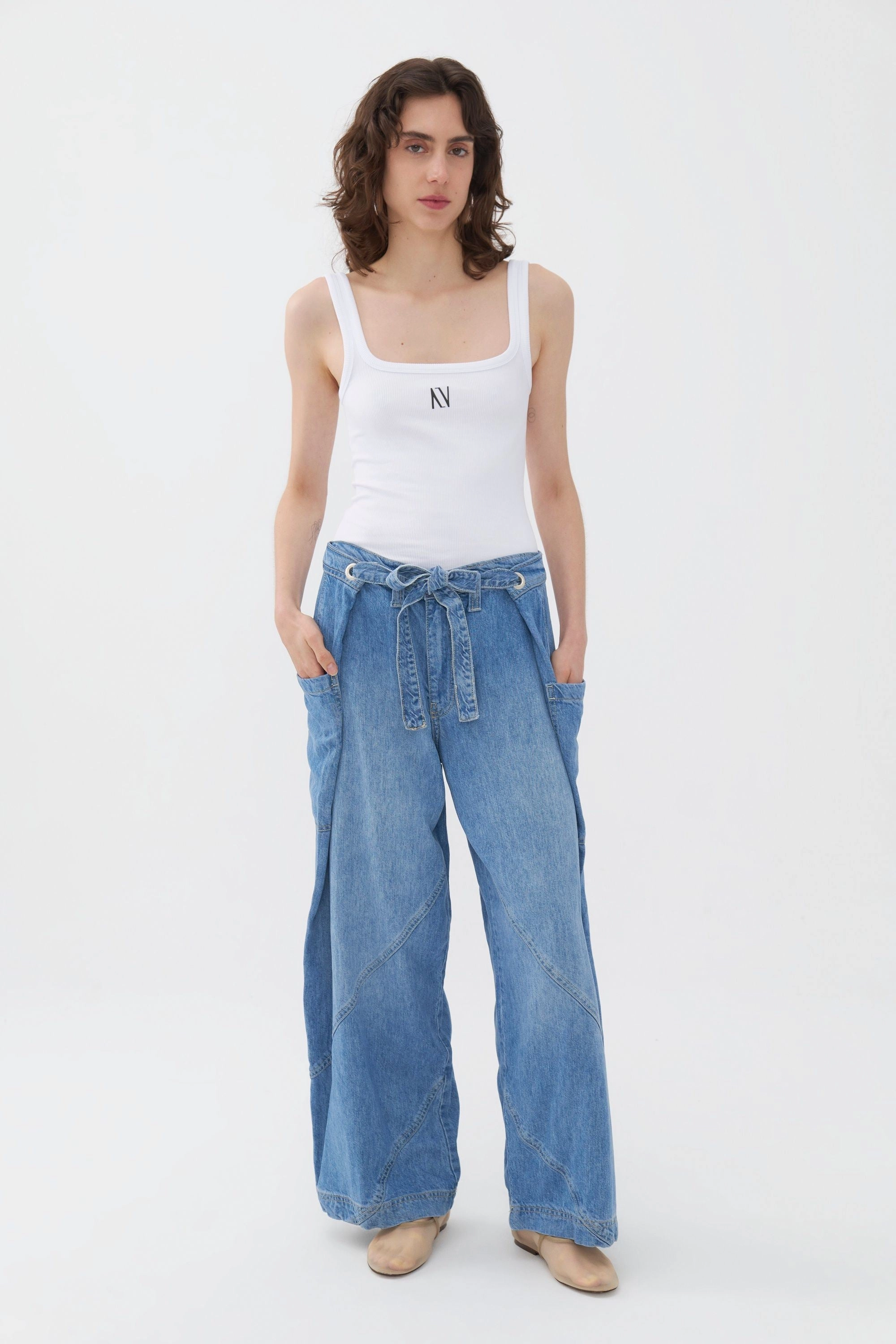 Contrast Top Stitching Pockets Jeans womens dress pants clearance
