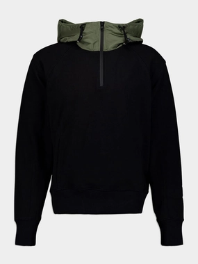 Contrasting-Hood Half-Zip Sweatshirt Tops Mens - thermal tops
