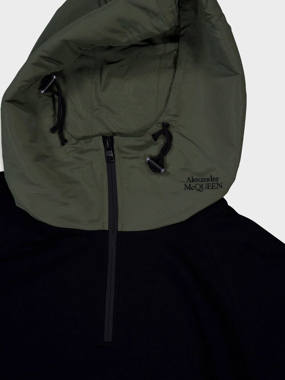Contrasting-Hood Half-Zip Sweatshirt