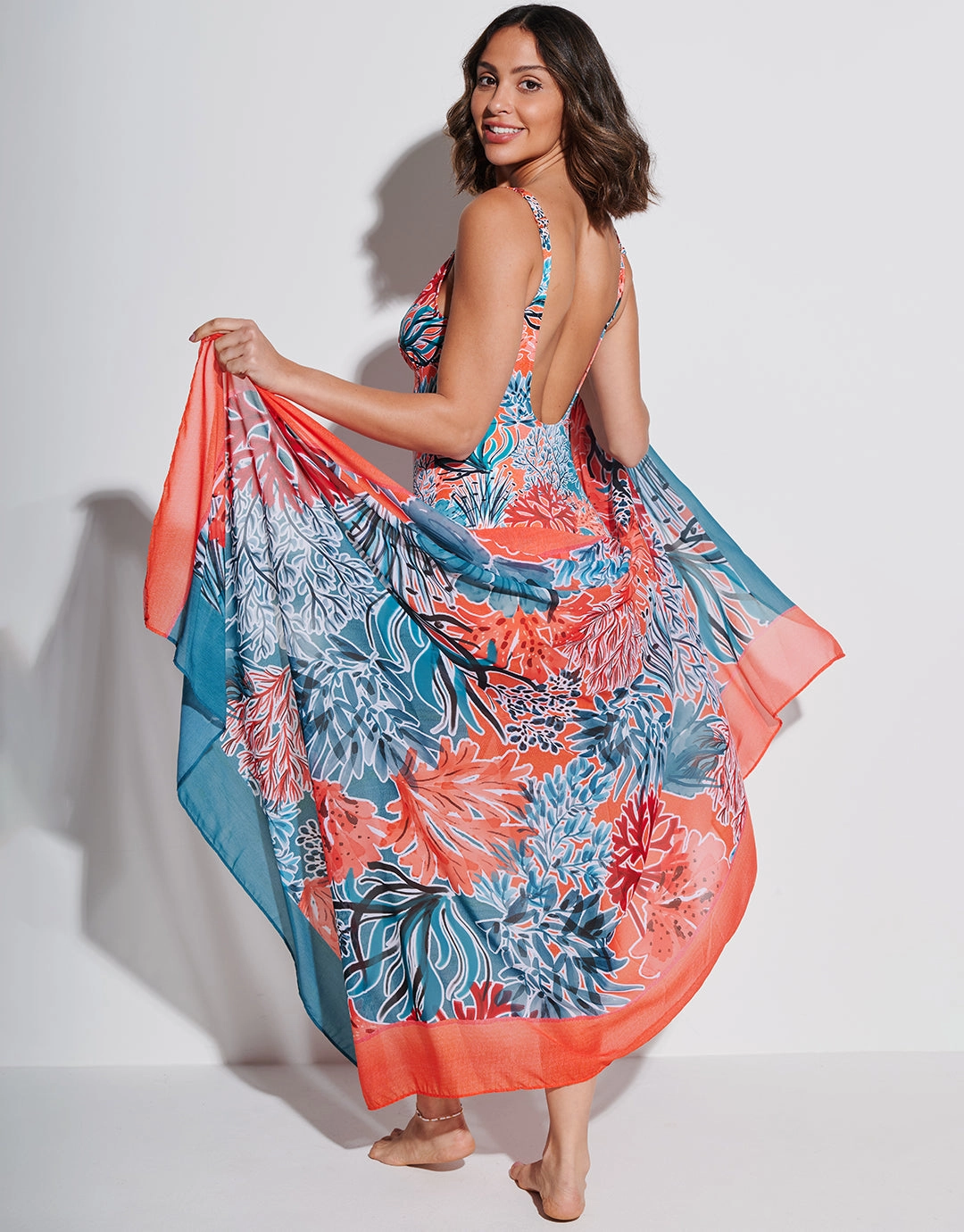 Coral Sarong Swim Womens - bikinis clearance