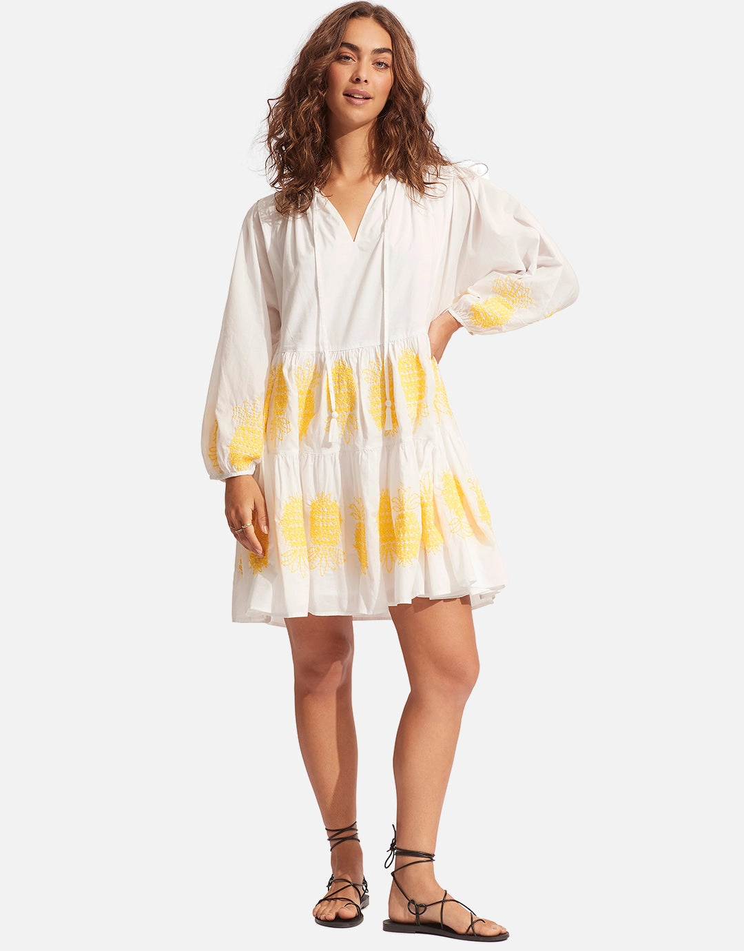 Corsica Embroidery Tier Dress - White Swim Womens - swimwear sale