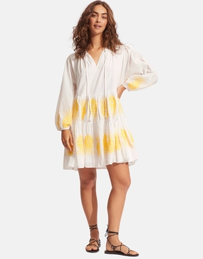 Corsica Embroidery Tier Dress - White Swim Womens - swimwear sale