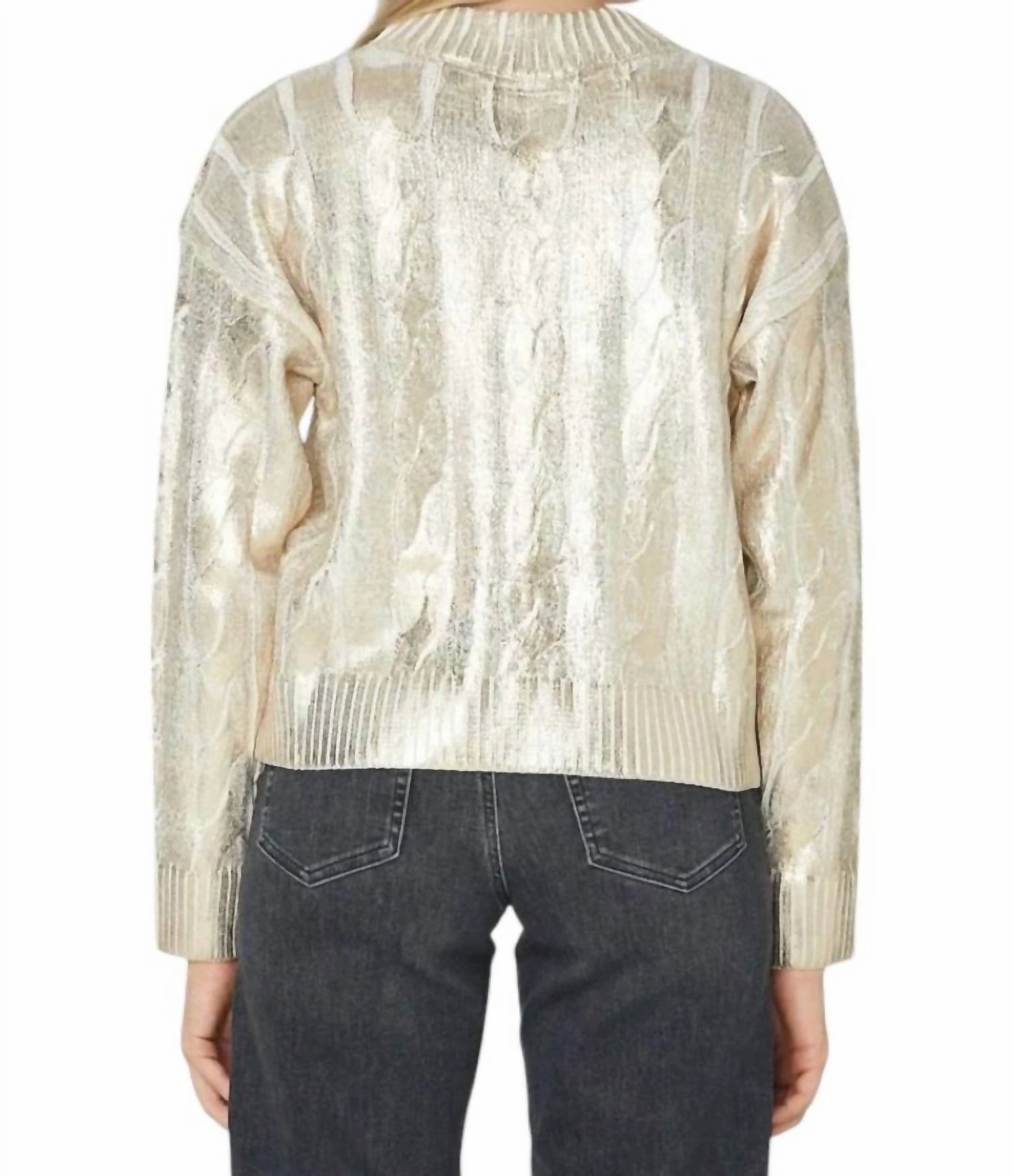 Cory Cotton Blend Sweater In Gold Foil