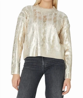 Cory Cotton Blend Sweater In Gold Foil Tops Womens - sheer tops clearance