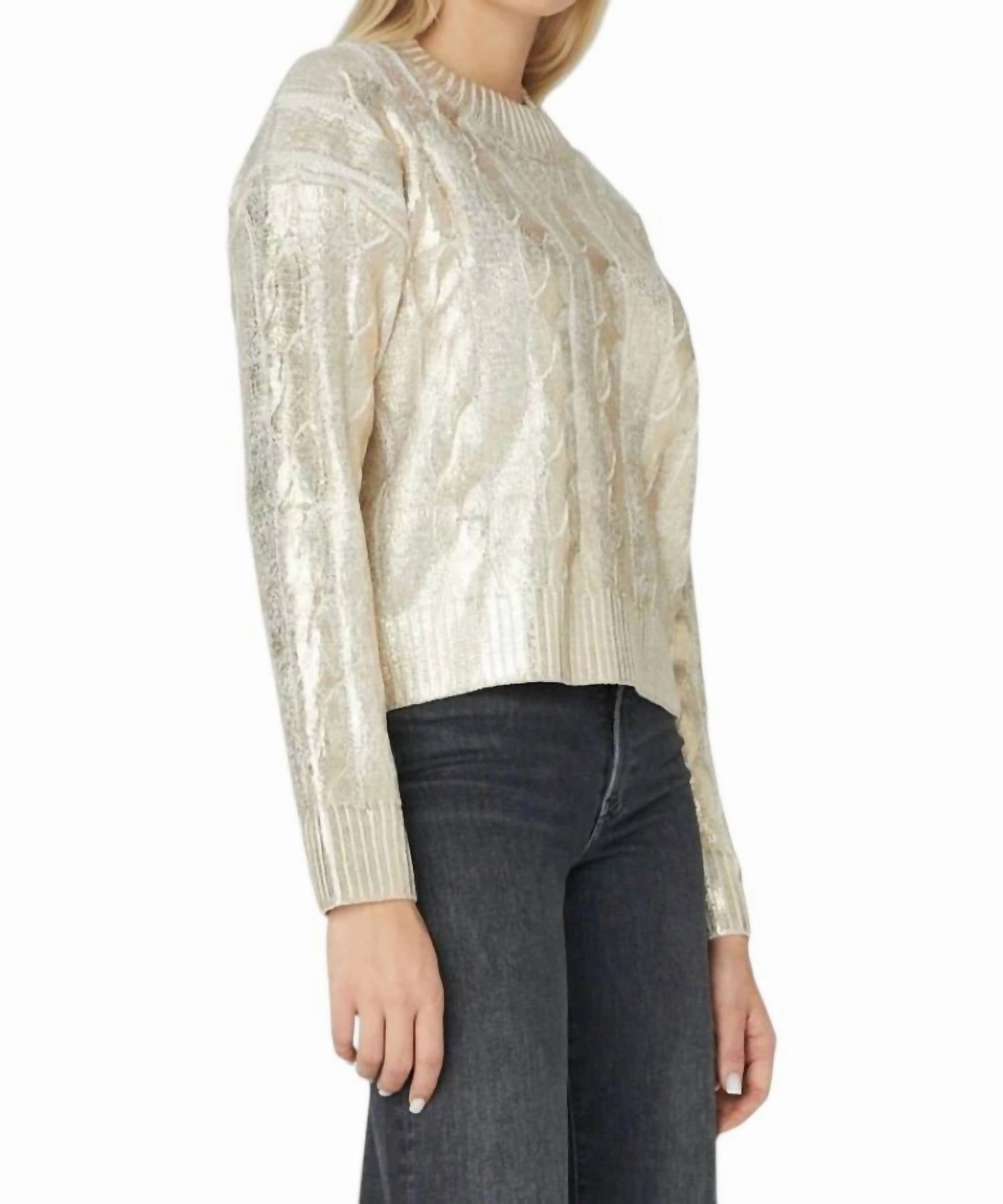 Cory Cotton Blend Sweater In Gold Foil