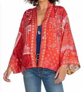 Cosmo Nana Reversible Kimono In Red Multi Tops Womens - bodysuits clearance
