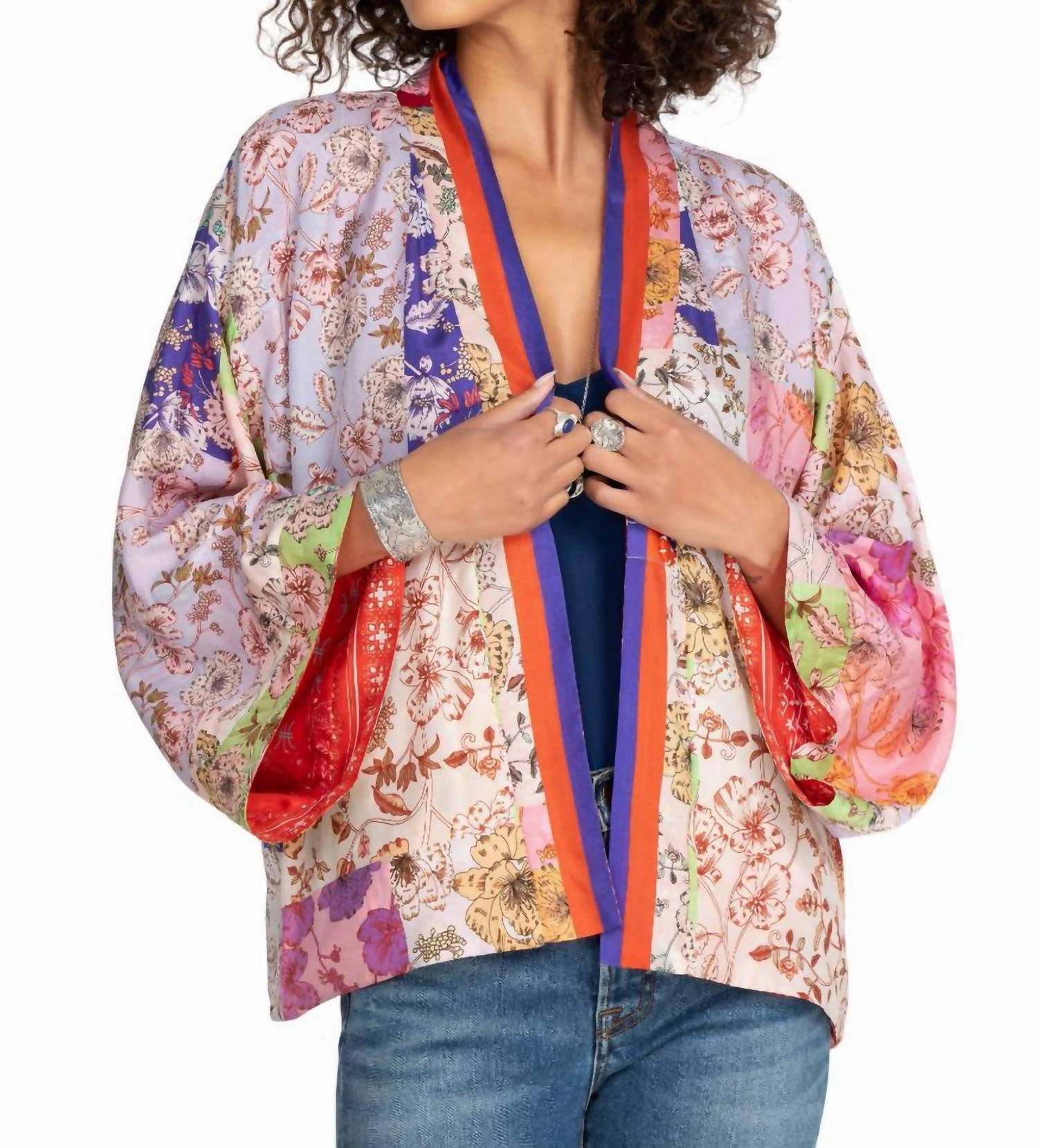 Cosmo Nana Reversible Kimono In Red Multi